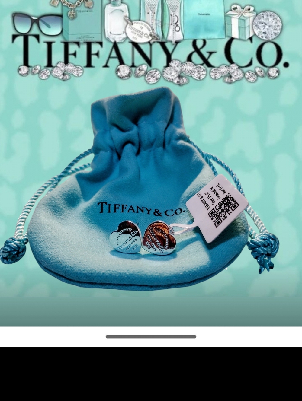 💎🤍🩵*Tiffany & Co.* Return to Tiffany Heart Tag Stud Earrings 925🩵🤍 - Picture 2 of 5